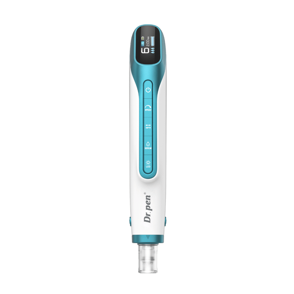Dr. Pen H6 microneedling pero od spredaj z digitalnim zaslonom in kontrolnimi gumbi.