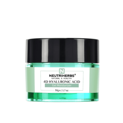 Neutriherbs 4D Hyaluronic Acid Gel Moisturizer 50 g v zeleni embalaži. Lahka gel krema s 4D hialuronsko kislino, ki vlaži kožo na več ravneh, pomaga krepiti kožno bariero ter pusti kožo mehko, prožno in svežo brez mastnega občutka.