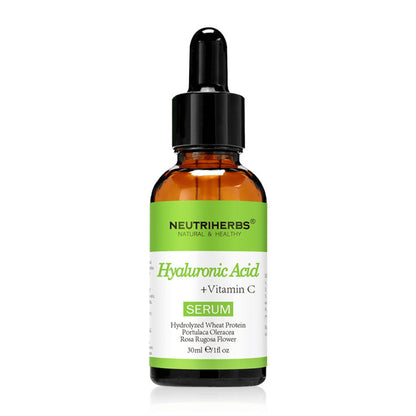 Neutriherbs Hyaluronic Acid + Vitamin C Serum 30 ml s hialuronsko kislino in vitaminom C. Vlažilni serum za obraz, ki daje sijaj, izenačuje ten kože in pomaga zmanjšati drobne linije za mehko in svežo kožo.
